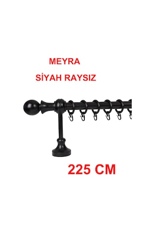 Meyra Demonte Başlıklı Ahşap Rustik Perde Askısı - Raysız -siyah 225 Cm Siyah