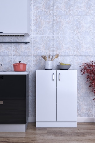 Rafineri Mokas Çok Amaçlı Mdf Dolap Raflı Kapaklı Mutfak Balkon Banyo Beyaz