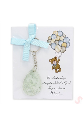 Epoksi Yıldızlı Kartlıklı Anahtarlık - Gümüş