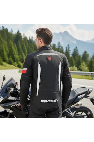 Prosev Ce2150 4 Mevsim Motosiklet Montu Siyah-kırmızı Motorcu Mont