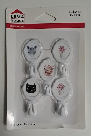 Leva Yapışkanlı Askı 5 Li Hanger Lv-2938 Karışık Desen Diğer