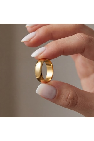 Ferizz Altın Kaplama Unisex 5mm İşlemesiz Düz Alyans Yzk-201 001