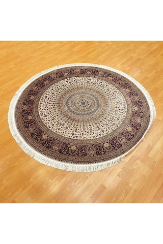 Tebriz Desenli 200 X 200 Yuvarlak İpek Halı Çok Renkli