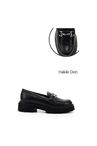 Gönderi(R) Gönderi R Kadın Siyah Kalın Topuklu Tokalı Hakiki Deri Loafer Ayakkabı Gdza13424352 siyah