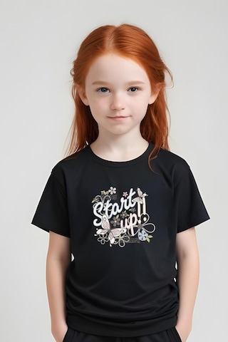 Fyk Kids Kız Çocuk Baskılı Start Up Alt-üst Pijama Takımı Siyah