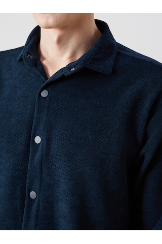 Lcwaıkıkı Classic Lacivert Slim Fit Uzun Kollu Kadife Erkek Gömlek
