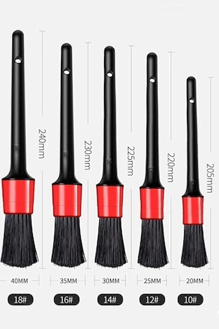 Detail Dash Brush Araç Dip Köşe Temizlik 5'li Fırça Seti İç Ve Dış Temizleme Fırçaları