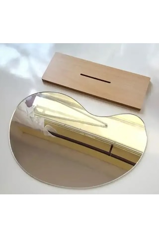 Gaman Ahşap Standlı Masaüstü Asimetrik Makyaj Aynası