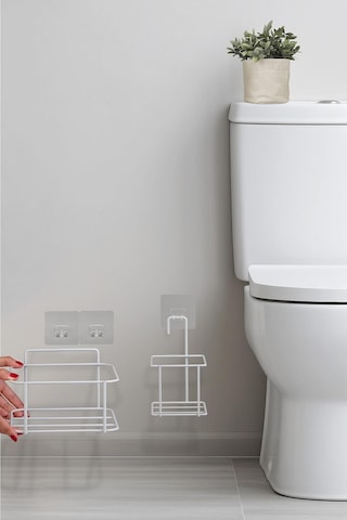 Okyanus Home Beyaz Eko Magic Askılı Kare Mina 2'li Wc Kova Ve Fırça Seti Beyaz