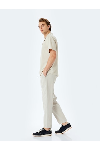 Koton Beli Bağcıklı Cep Detaylı Pamuklu Chino Pantolon Gri 5sam40023hw Gri