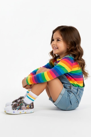 Artı Artı Ayakkabı Mia Kids-2401 Hologram 3d Kız Çocuk Cırtlı Işıklı Platin Sneakers Platin