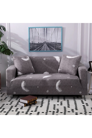 Yifomall Kışbahar Elastik Kumaş Koltuk Örtüsü Tam Kaplama Kaymaz Ev Dekoru Koltuk Kılıfı - Kar Gri, Tek Kişilik 90-140 Cm DiğER