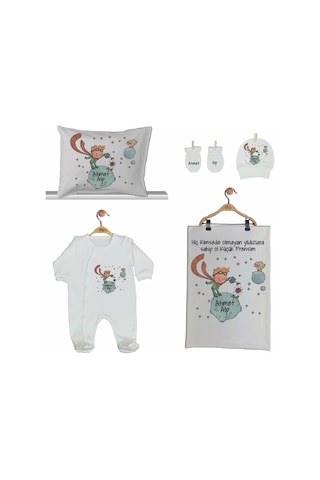 Pia Baby Gl 2014 İsme Özel Küçük Prens Beşli Tulum Set Krem