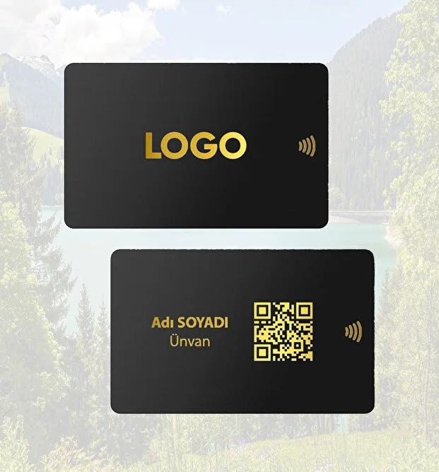Manakart Nfc Black Dijital Kartvizit Üzerine Gold Baskı Kişileştirilebilir