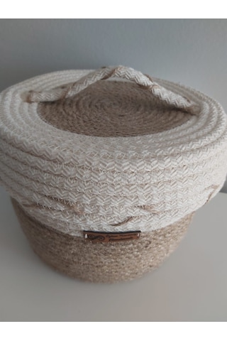 Kapaklı Hasır sepet - 21x19 cm