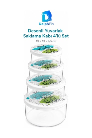Desenli Yuvarlak Saklama Kabı 4'lü Set Siyah 13 13 6,5 Cm Desenli Yuvarlak Saklama Kabı 4'lü Set Siyah 13 13 6,5 Cm