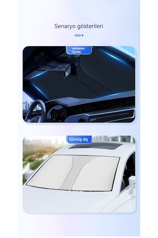 Katlanır Araba Güneşlik Tam Karartma Titanyum Gümüş Büyük Boy 06