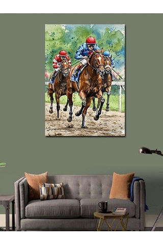Kanvas Tablo At Yarışı Ve Hızın Coşkusu 50cmx70cm