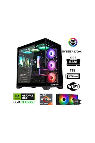 Xaser Sword X50 R7-5700X 32 GB 1 TB SSD 8 GB RTX5060 Masaüstü Oyuncu Bilgisayarı