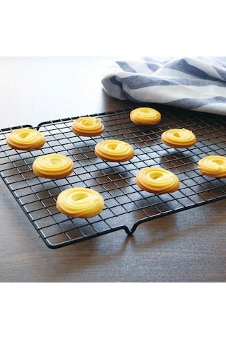 Büyük Boy Pasta Soğutma Dinlendirme Teli Ekmek Kek Kurabiye Soğutma Teli Glaso Teli 60x40 Cm Siyah