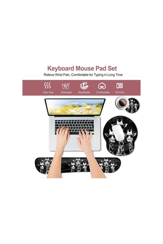 Bilgisayar Mouse Masa Pedi, Dikdörtgen Mouse Pad Bilek Koruyucu Soğuk Zürafalarla Basılmış, Ergonomik Kaymaz Kauç