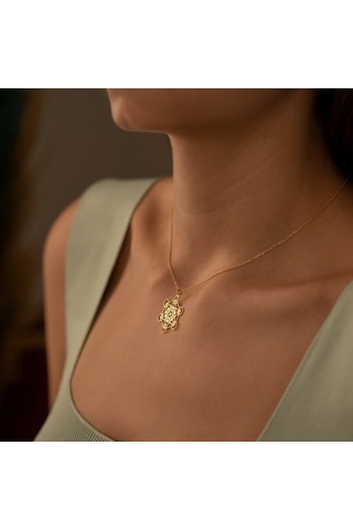 Dkmn Gümüş Metatron Sembolü Altıgen Biçimli 925 Ayar Kadın Gümüş Kolye