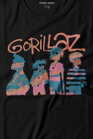 Kendim Seçtim Gorillaz 2d Rock Blur Damon Albarn Feel Good Urban Baskılı Tişört Çocuk T-shirt 001