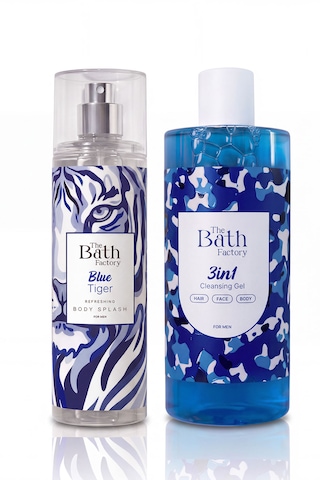The Bath Factory 3 in 1 Duş Jeli 400 Ml + Blue Tiger Saç ve Vücut Spreyi 200 Ml Set