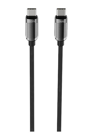 Knit Glam 60W Hızlı Şarj Destekli Type-C To Type-C Şarj Ve Data Aktarım Kablosu 1 Metre Siyah