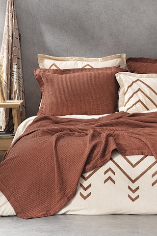 Ecocotton Sara Terra Pike Yatak Örtüsü Kahverengi