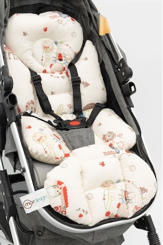 Mordesign Bebek Arabası Minderi, Bel Destekli, Çift Taraflı, Animal Serisi, Beyaz