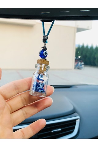 Cam Şişe Araba Süsü, Araba Nazarlık, Cam Aksesuar, Cam Şişe