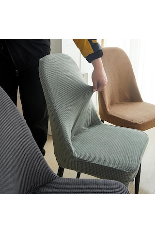 1/2/4/6 Adet Jakarlı Kavisli Sandalye Kılıfı Ofis Koltuğu Klozet Kapağı Makinede Yıkanabilir Toz Geçirmez Arkalığı Kapak Ev Dekorasyon İçin Haki