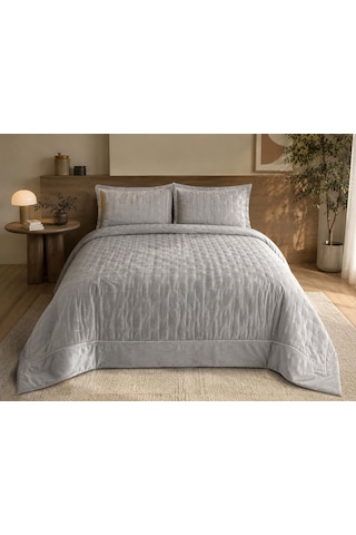 Kapreo Home Flame Sephora Lux Yatak Örtüsü Seti 240 X 260 Gri