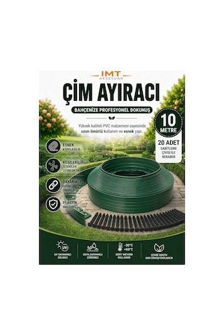 Esnek Pvc Çim Ayırıcı Bahçe Peysaj Düzenleyici 10 Metre Yeşil Çim Sınırlayıcı Esnek Plastik Taş Toprak Ayraç Bariyer Peyzaj Bordürü