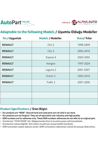 Renault Laguna 2, Scenic 2, Trafic 2 İçin Debriyaj, Fren Pedal Lastiği