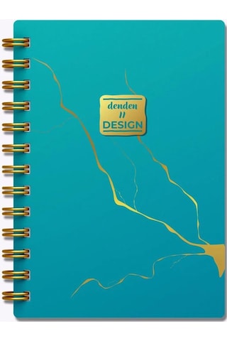 Denden Mermer Turkuaz 17x24 Çizgili Defter Turkuaz