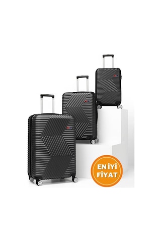 G&d Polo Suitcase Abs 3'lü Siyah Lüx Valiz Seyahat Seti 600.01-set Siyah