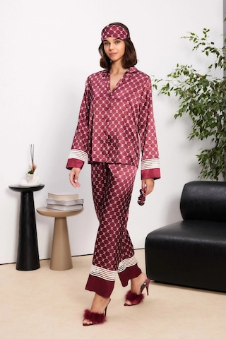 Pierre Cardin Saten Kadın Pijama Takımı - 1320 Bordo