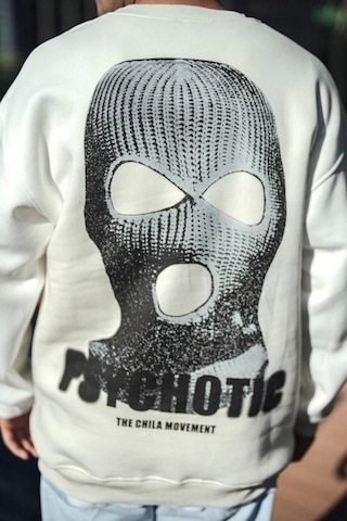 Efnaz Style Kışlık Bisiklet Yaka Baskılı Sweatshirt - Beyaz