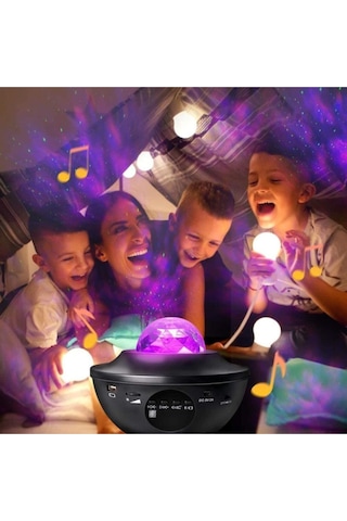 Starry Projektör Bluetooth+usb Hoparlör Lazer Işıklı Sese Duyarlı Renkli Disko Parti Lambası-439 Beyaz