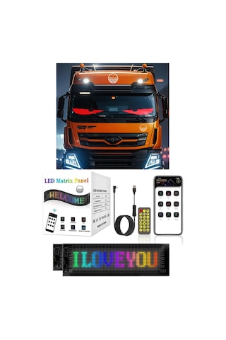 Tır Kamyon Uyumlu 60 Cm Led Matrx Rgb Panel Kumandalı 4 Mt Kablolu Çok Renkli