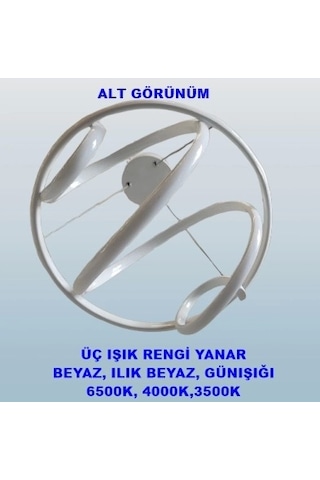 Dmr Helezon Sarkıt Led Avize Beyaz Kasa Üç Renk 6500k/4000k/3000k Beyaz Ilık/beyaz/sarı Günışığı Çok Renkli