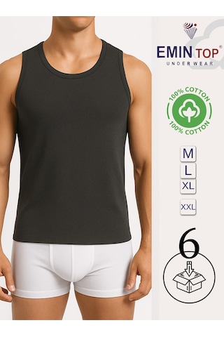 Mercan 6'lı Erkek Antrasit %100 Cotton Penye Atlet