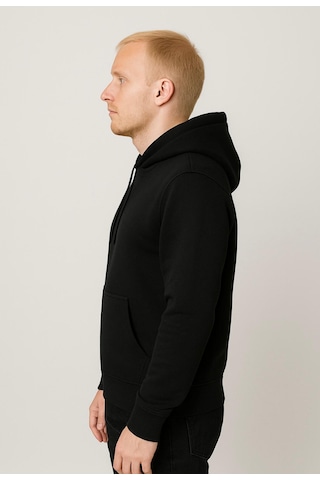 Axxel Erkek Siyah Kapüşonlu Sweatshirt-w1108 Siyah 3 İplik Şardonlu