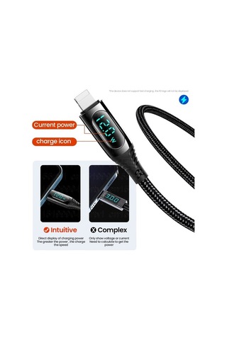 Prestigegoods Led Ekran Usb Kablosu İphone 14 13 12 11 Pro Max Xs Xr X Uyumlu Hızlı Şarj Veri Transferi Aydınlatma Cihazı