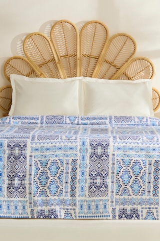 Karaca Home Lunara %100 Pamuk Çift Kişilik Tek Pike Mavi Mavi