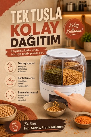 Pirinç Mercimek Makarna İçin 6 Hazneli Kuru Gıda Saklama Kutusu Dağıtıcı Hazneli Çok Renkli