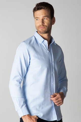 Tudors Modern Slim Fit Dar Kesim Armürlü Erkek Gömlek MD220009-101 Mavi