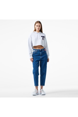 Tommy Hilfiger Tommy Jeans Letterman Kadın Gri Sweatshirt Düz Dw0dw18653 Gri